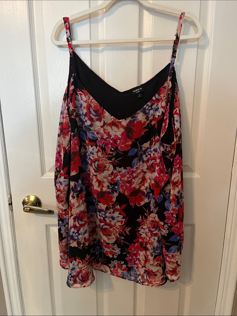 torrid Black Floral Slip Cami with Pink and Purple Blooms